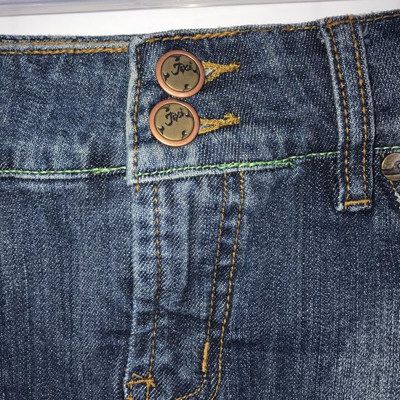 JIXI DENIM SKIRT WITH GOLD SEQUIN LACE - Picture 5 of 6